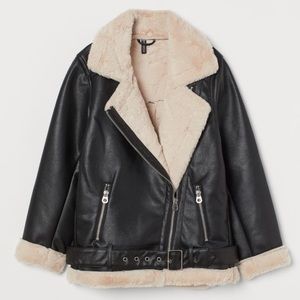 Faux Leather Sherpa Moto Jacket